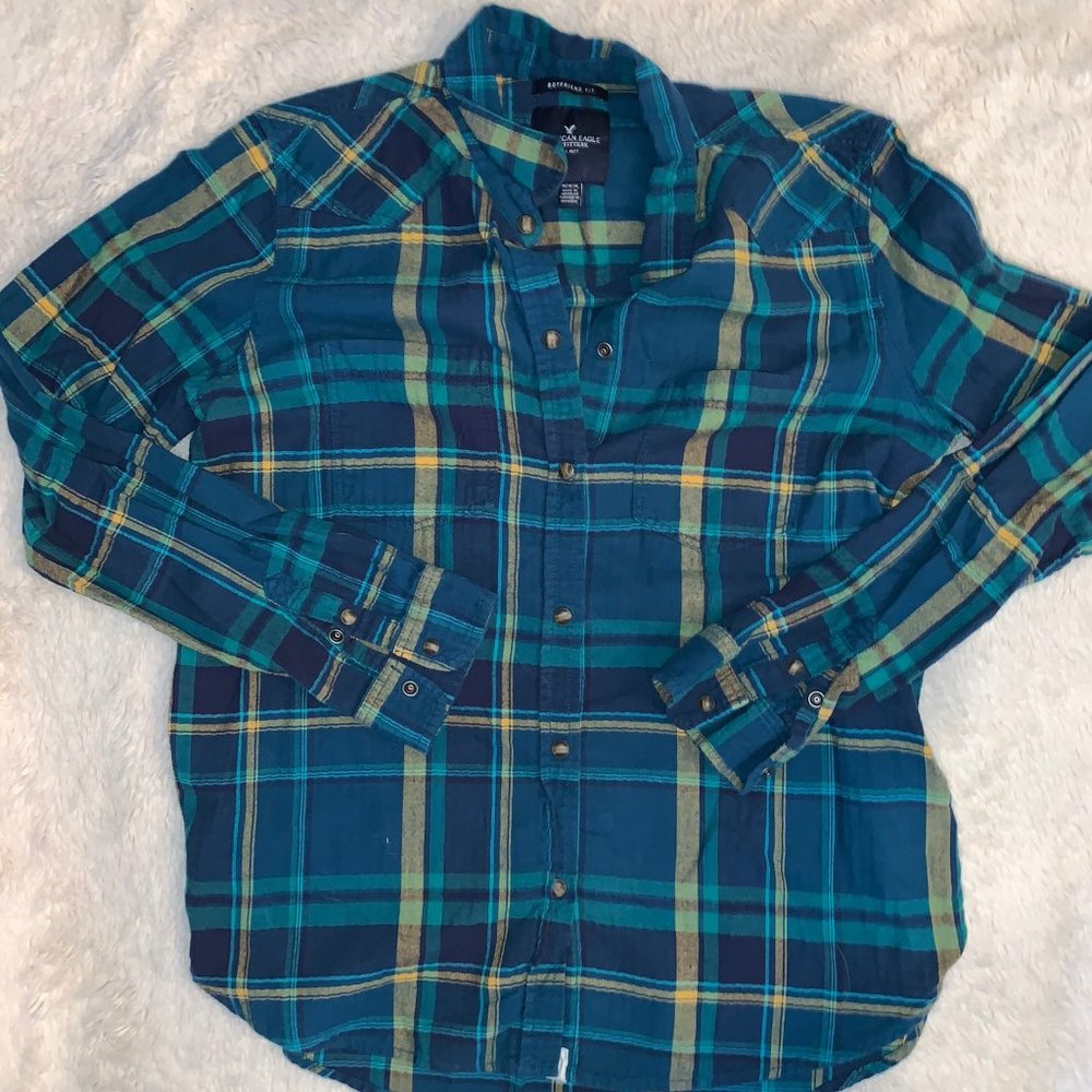 [American Eagle] Boyfriend Fit Plaid Shirt